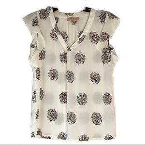 Philosophy Sheer V-neck Ruffle Sleeve Top Size S